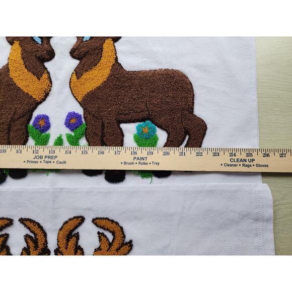 PILLOW COVERS-Crewel Stitch-Handmade-Reindeer-White Background16"x26"-Set of 2 - Picture 10 of 13
